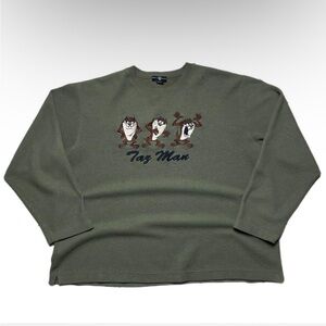 Vintage 1995 Warner Bros Tazmanian Devil Embroidered Sweatshirt